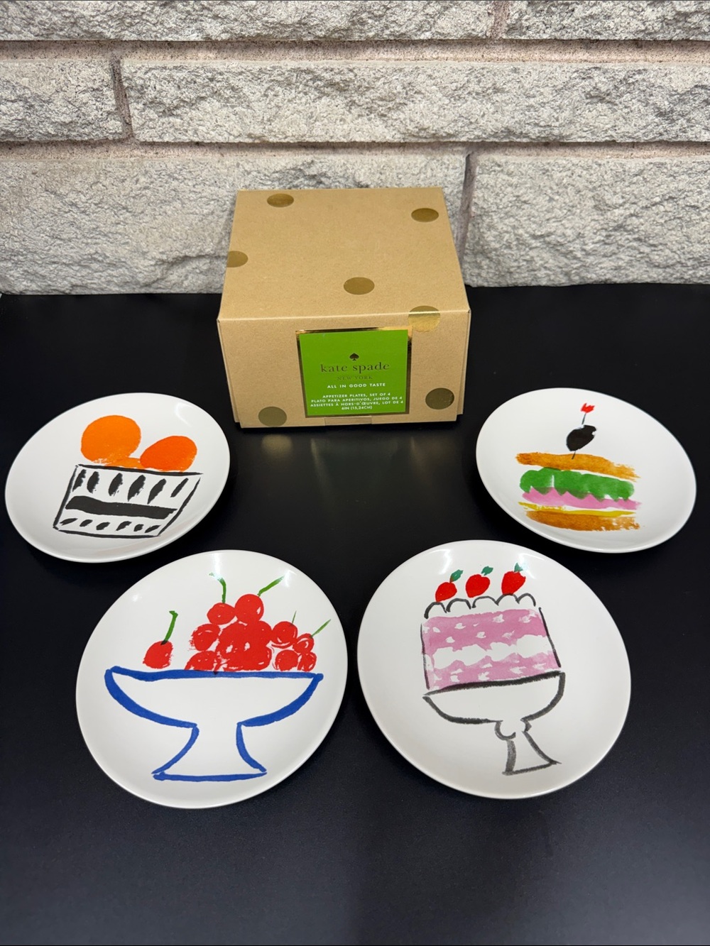 NEW Kate Spade Lenox All In Good Taste Appetizer Dessert Plates Set of 4